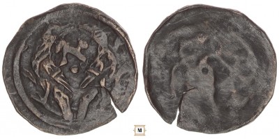 V. István (IV. Béla) 1245/1270-72 denár ÉH 268 incuse (!)