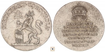 II. Lipót koronázási zseton Pozsony 1790 2.2g