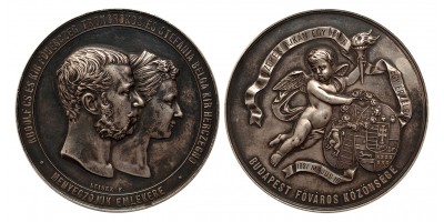 Rudolf trónörökös és Stefánia hercegnő házassági ezüstérem 1881