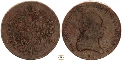 I. Ferenc 3 kreuzer 1799 B
