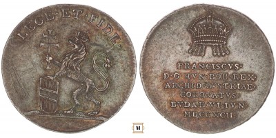 I. Ferenc koronázási zseton Buda 1792 2.2g