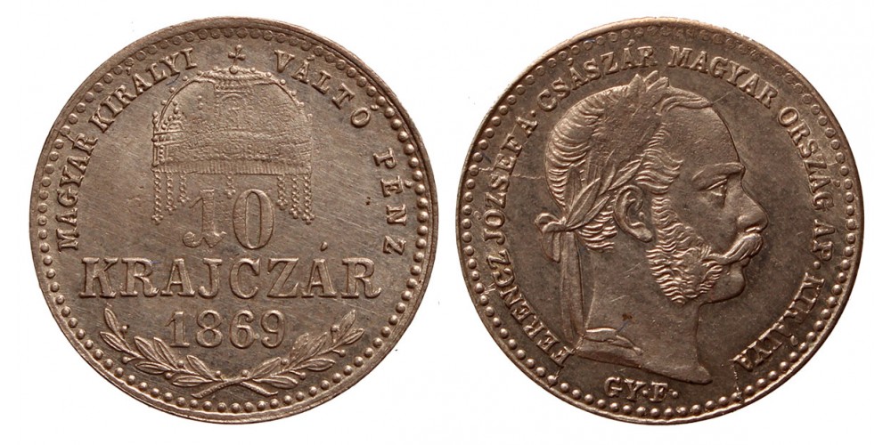 Ferenc József 10 krajcár 1869 Gyf