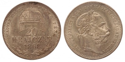 Ferenc József 20 krajcár 1868 KB