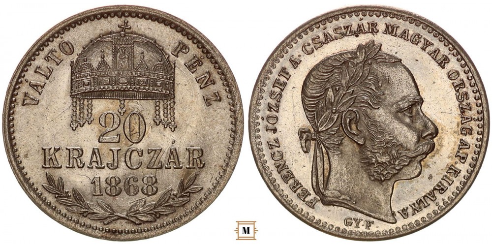 Ferenc József 20 krajcár 1868 Gy.F.