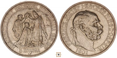Ferenc József 5 korona koronázási 1907 KB