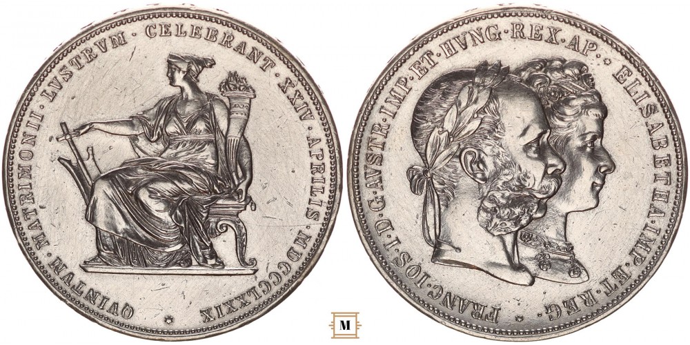 Ferenc József 2 gulden Ezüstlakodalom 1879