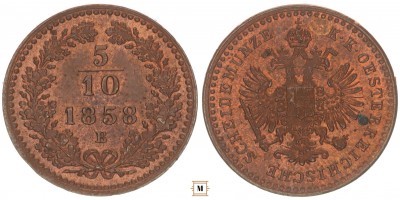 Ferenc József 5/10 kreuzer 1858 B