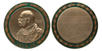 Ferenc József zöld zománcozott érem 1914-1915