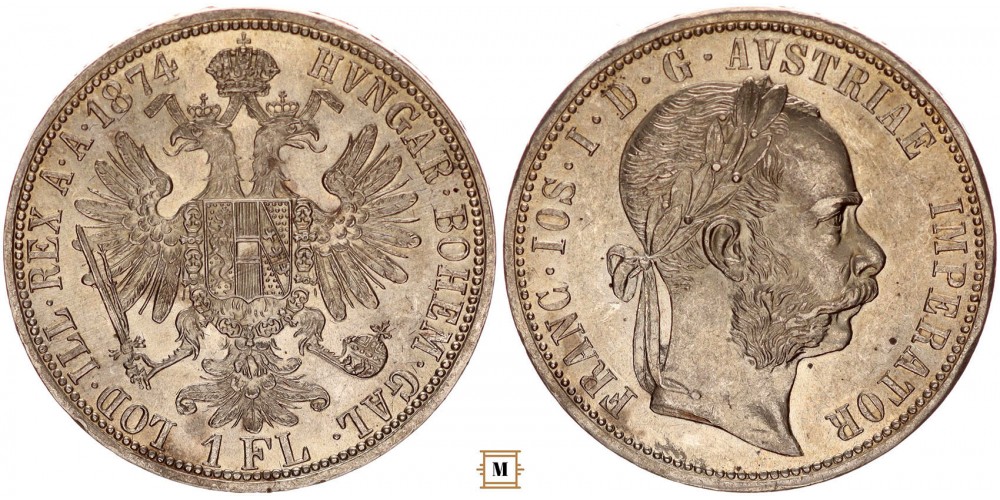 Ausztria 1 florin 1874 vjn.