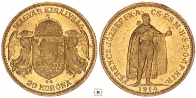 Ferenc József 20 korona 1914 KB