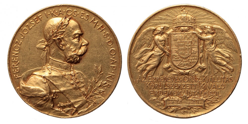 Ferenc József milleniumi kiállítás arany érem 1896 KB