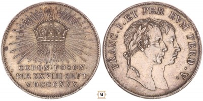 V. Ferdinánd koronázási zseton Pozsony 1830