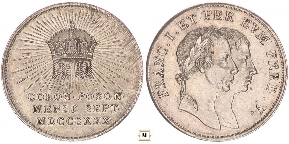 V. Ferdinánd koronázási zseton Pozsony 1830