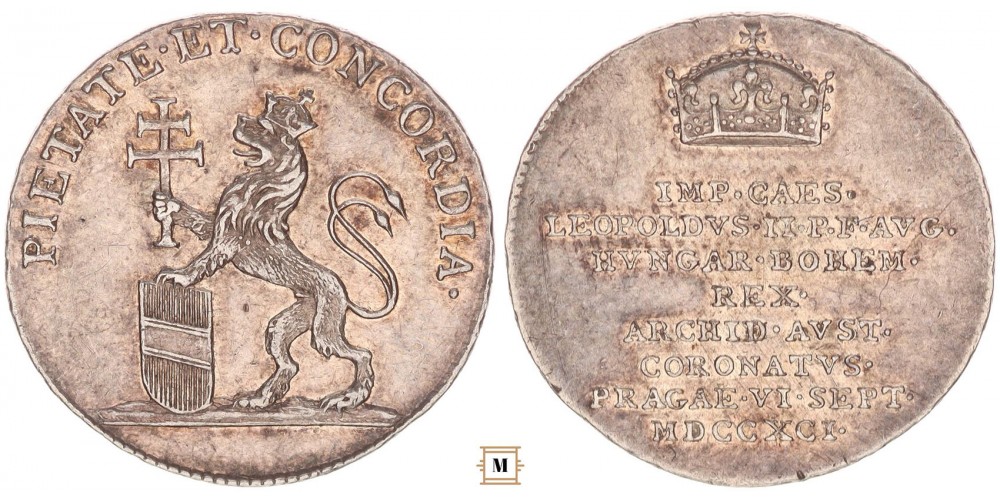 II. Lipót koronázási zseton 1791 Prága