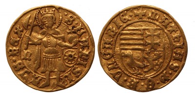 Mátyás 1458-90 aranyforint n-kerék RR!