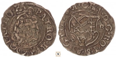 II. Mátyás 1608-19 denár -B veretkettőződés (!)