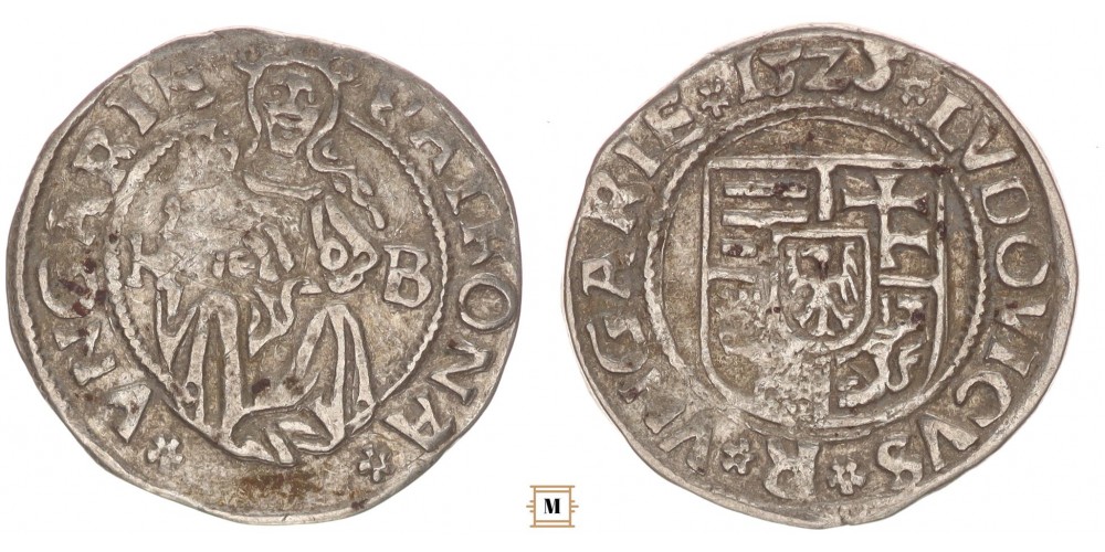 II. Lajos denár 1525 K-B ÉH 673