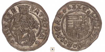 II. Lajos denár 1526 C-liliom ÉH 673