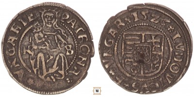 II. Lajos denár 1526 K-B ÉH 673