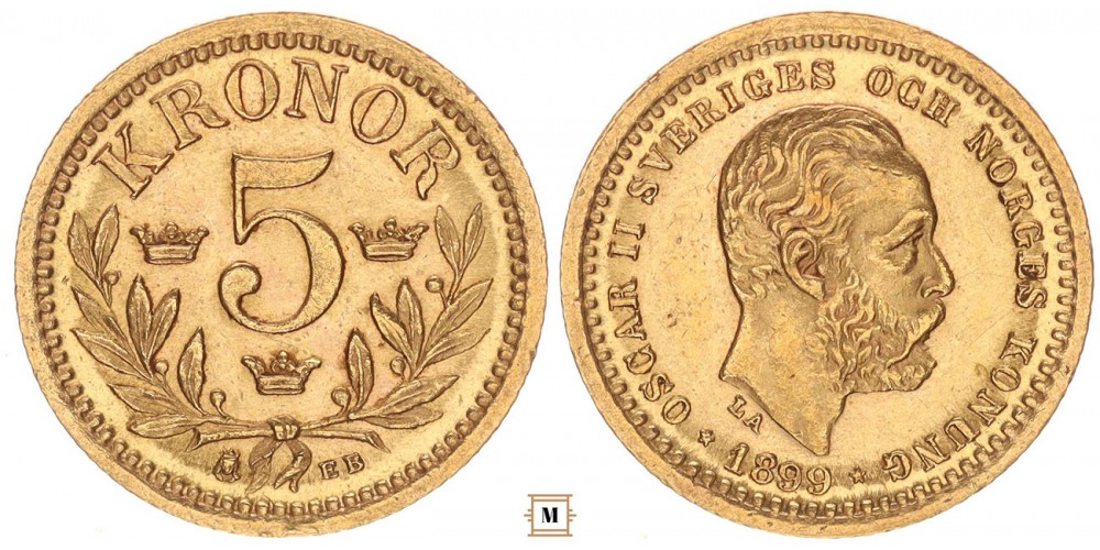 Svédország 5 kroner 1899