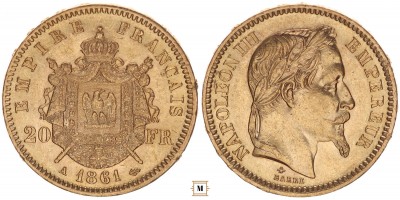 Franciaország 20 frank 1861 A
