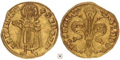 Nagy Lajos (1342-1382) aranyforint Buda, AK3