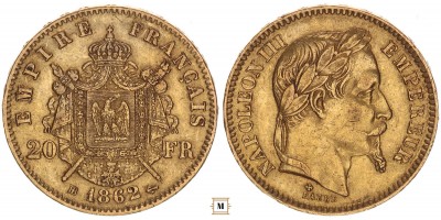 Franciaország 20 frank 1862 BB