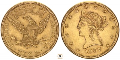 USA 10 dollár 1907 D