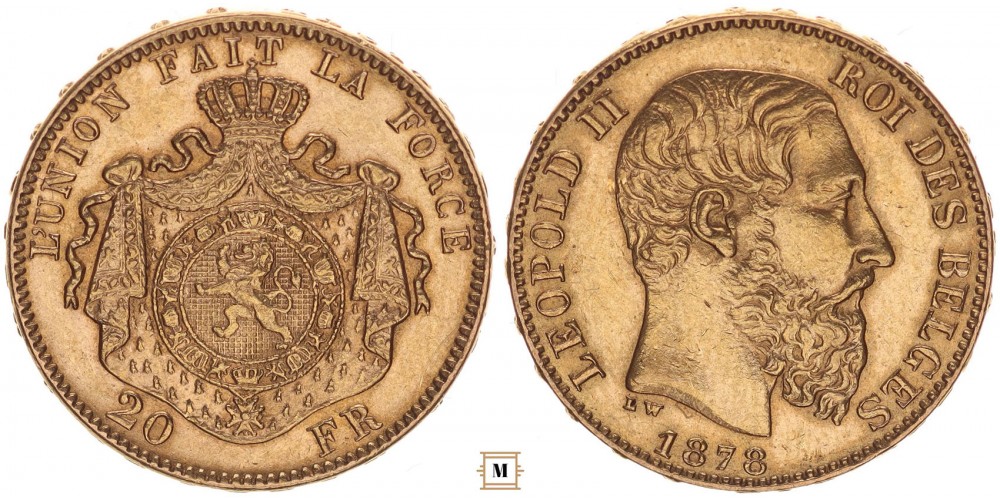Belgium 20 frank 1878