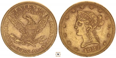 USA 10 dollár 1882
