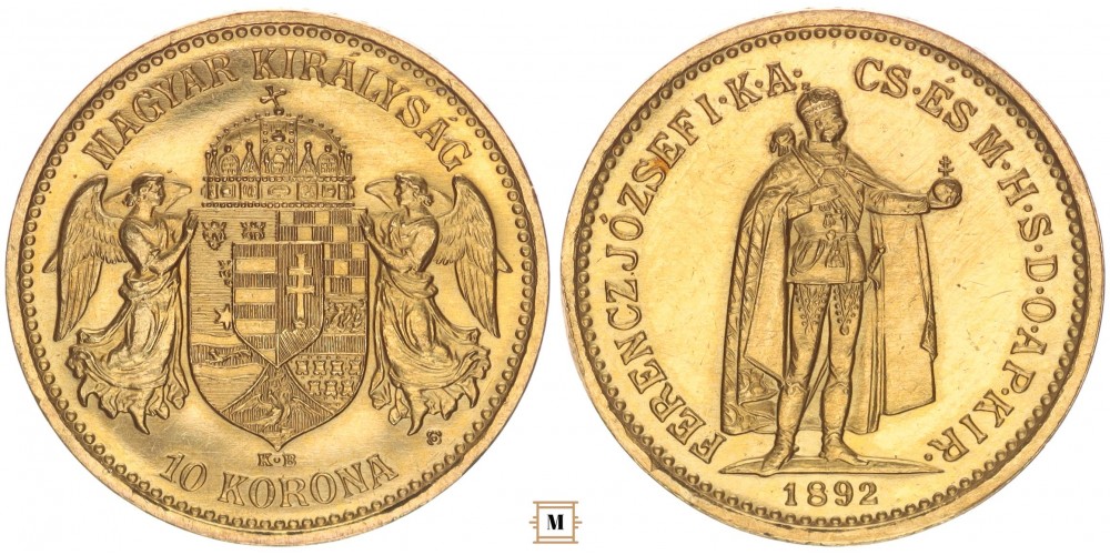Ferenc József 10 korona 1892 KB UP Artex