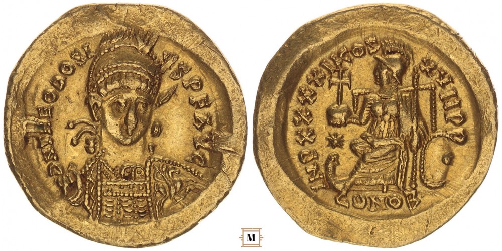 II. Theodosius 402-450 solidus Konstantinápoly