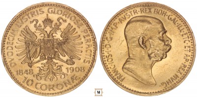 Ferenc József 10 korona 1908 Jubileum