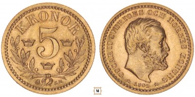 Svédország 5 Kronor 1901 EB