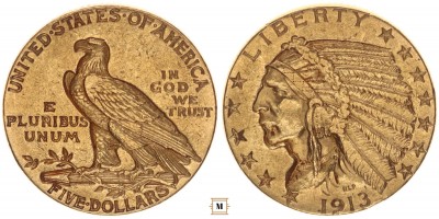 USA 5 dollár 1913