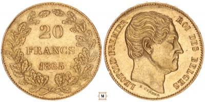 Belgium 20 frank 1865