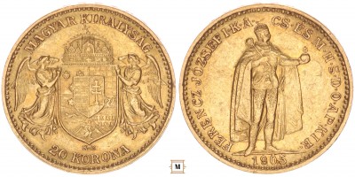 Ferenc József 20 korona 1905 KB