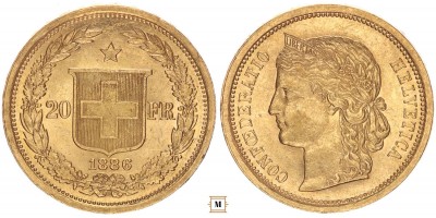 Svájc 20 frank 1886