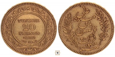 Tunézia 20 frank 1892 A