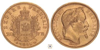 Franciaország 20 frank 1865 A