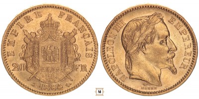 Franciaország 20 frank 1864 A