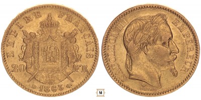 Franciaország 20 frank 1863 A
