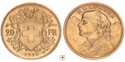Svájc 20 frank 1912 B