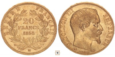 Franciaország 20 frank 1858 BB