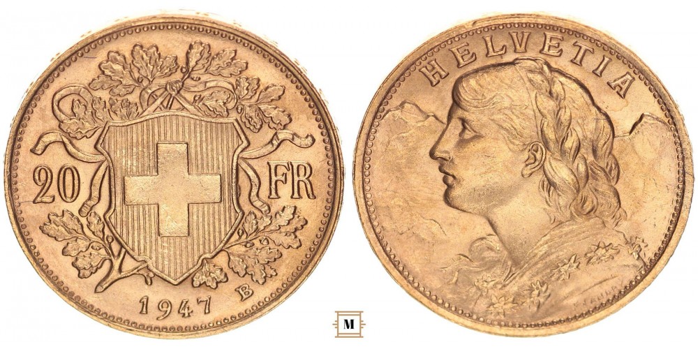Svájc 20 frank 1947 B