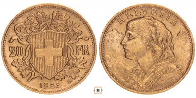 Svájc 20 frank 1922 B