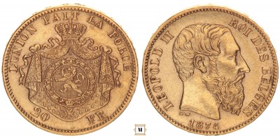 Belgium 20 frank 1874