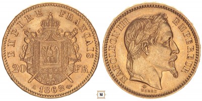 Franciaország 20 frank 1862 A