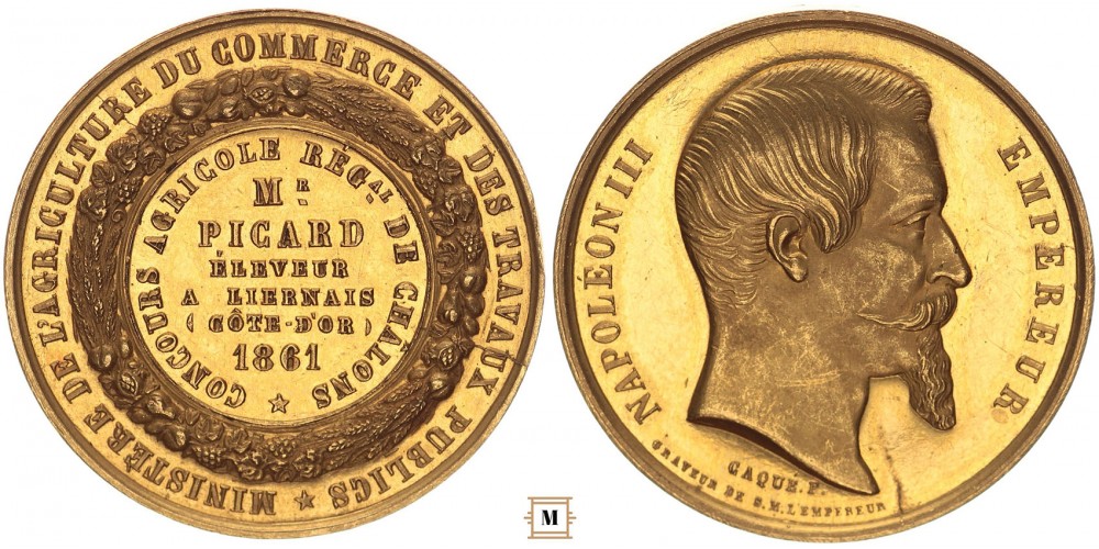 Franciaország Lyoni Mezőgazdasági Verseny aranyérem 1861