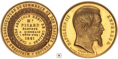 Franciaország Lyoni Mezőgazdasági Verseny aranyérem 1861